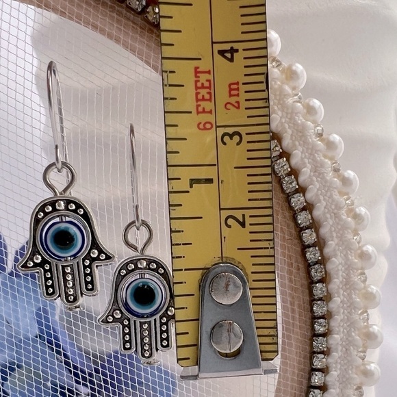 𝅺hamsa Evil Eye Stainless Steel Earrings - Picture 6 of 12